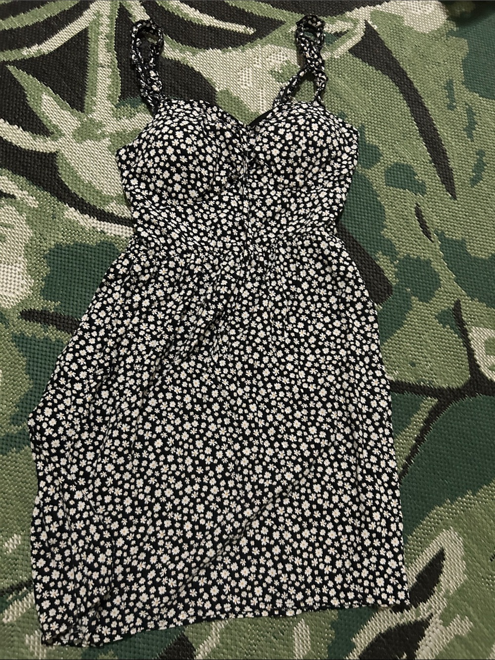 AUW Black & White Daisy Mini Dress with Sweetheart Bust